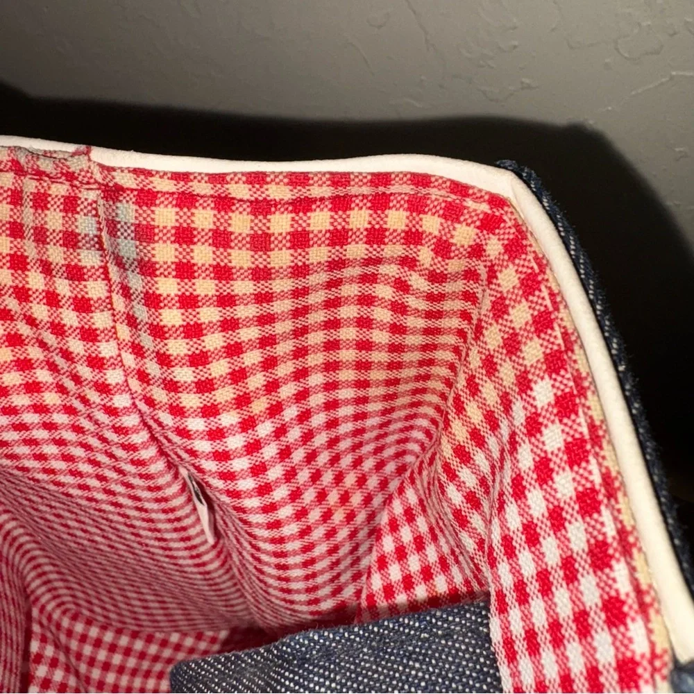 Vintage Kate Spade New York Denim Shoulder Bag – Made in USA – Gingham Lining - Picture 12 of 16